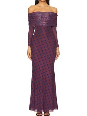 NWT AFRM x Revolve Off-Shoulder Maxi Thelma Dress in Wine ✨